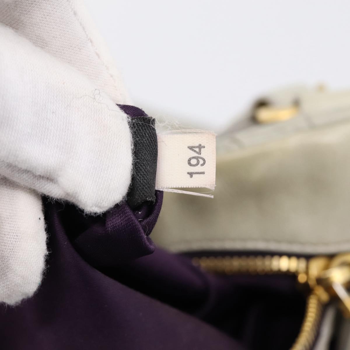 Miu Miu Gathered Hand Bag Leather 2way Gray Gold Auth LN169