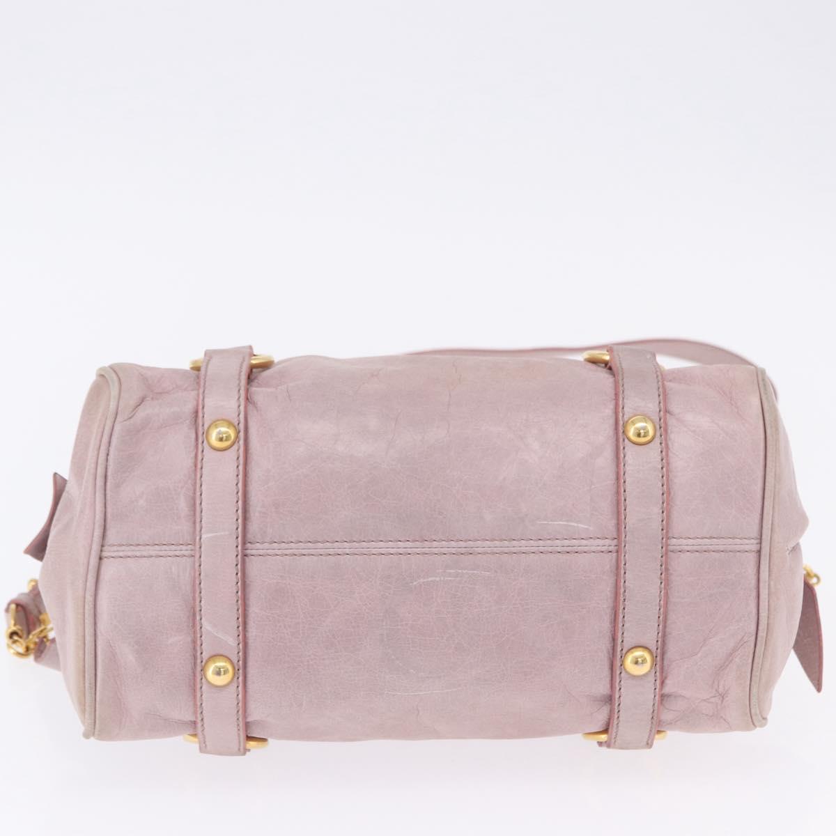 Miu Miu Hand Bag Vitellolux 2way Pink Gold Auth LN171V