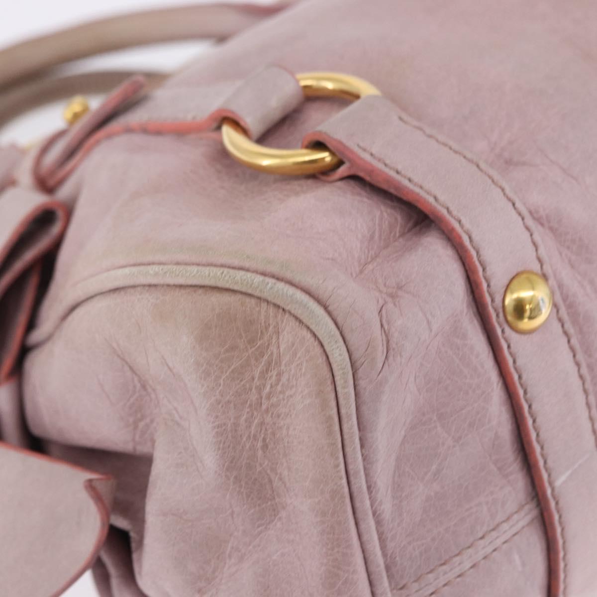 Miu Miu Hand Bag Vitellolux 2way Pink Gold Auth LN171V