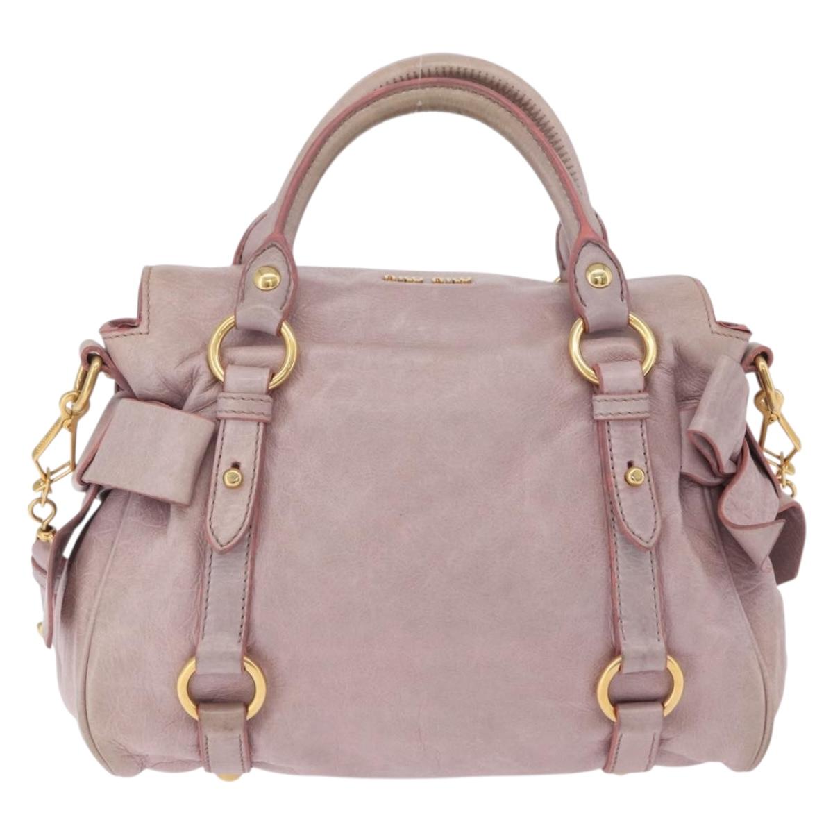 Miu Miu Hand Bag Vitellolux 2way Pink Gold Auth LN171V