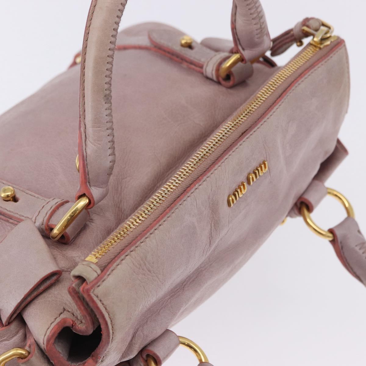 Miu Miu Hand Bag Vitellolux 2way Pink Gold Auth LN171V