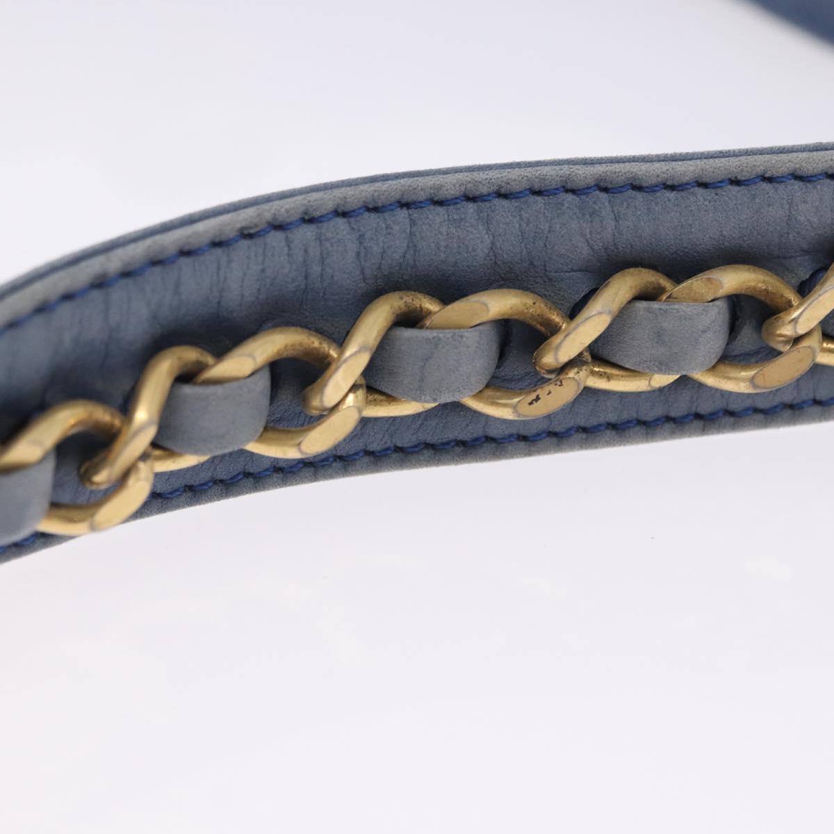 CHANEL Bicolore Waist Bag Leather Blue Gold CC Auth LN173