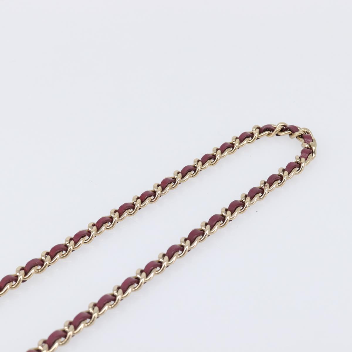 CHANEL Matelasse Chain Shoulder Bag Lamb Skin Bordeaux Gold CC Auth LN176M