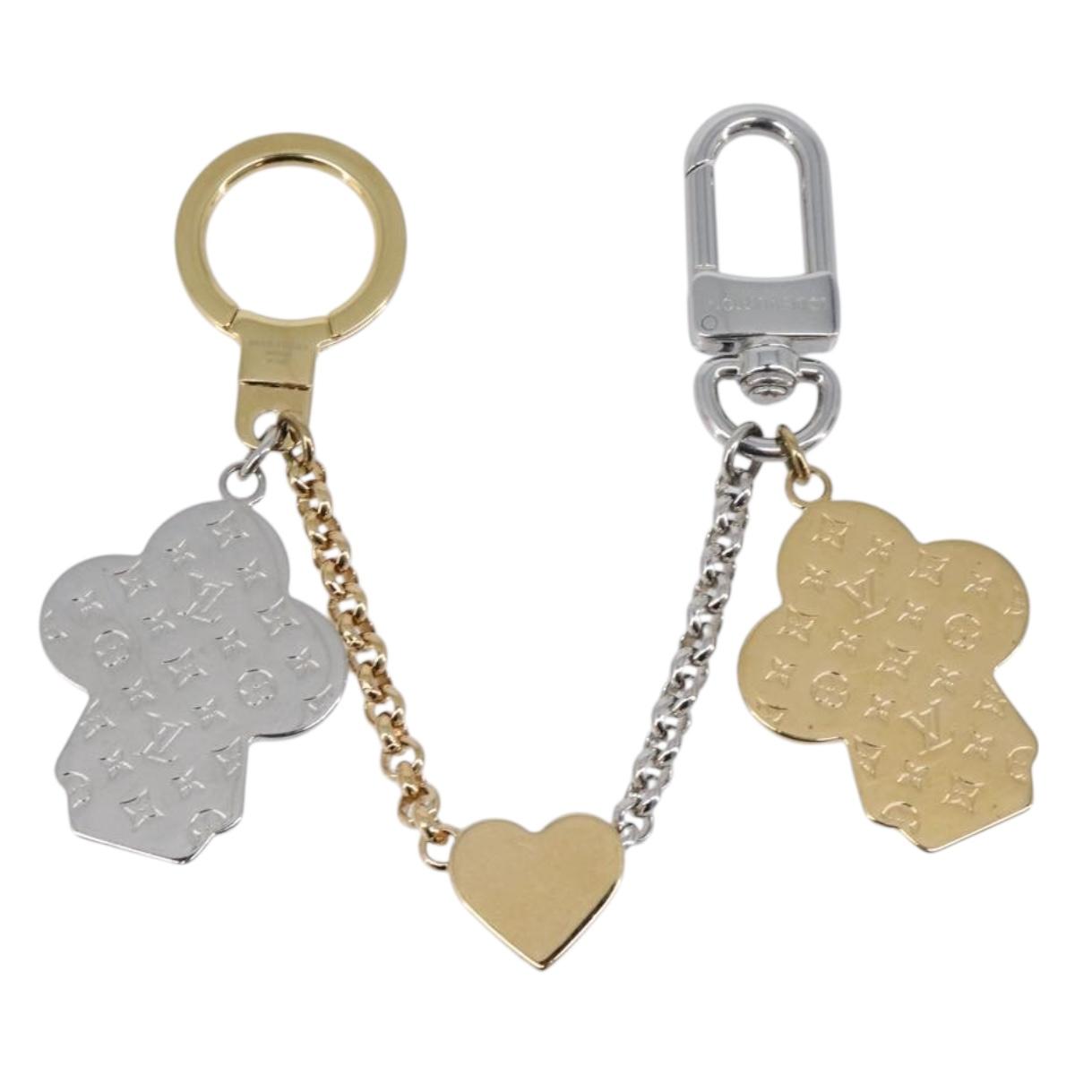 LOUIS VUITTON Chain Vivienne BFF Key Holder Metal Silver M00835 LV Auth LN178M