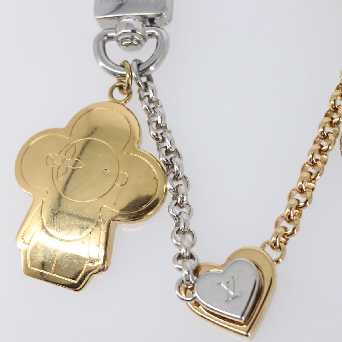 LOUIS VUITTON Chain Vivienne BFF Key Holder Metal Silver M00835 LV Auth LN178M