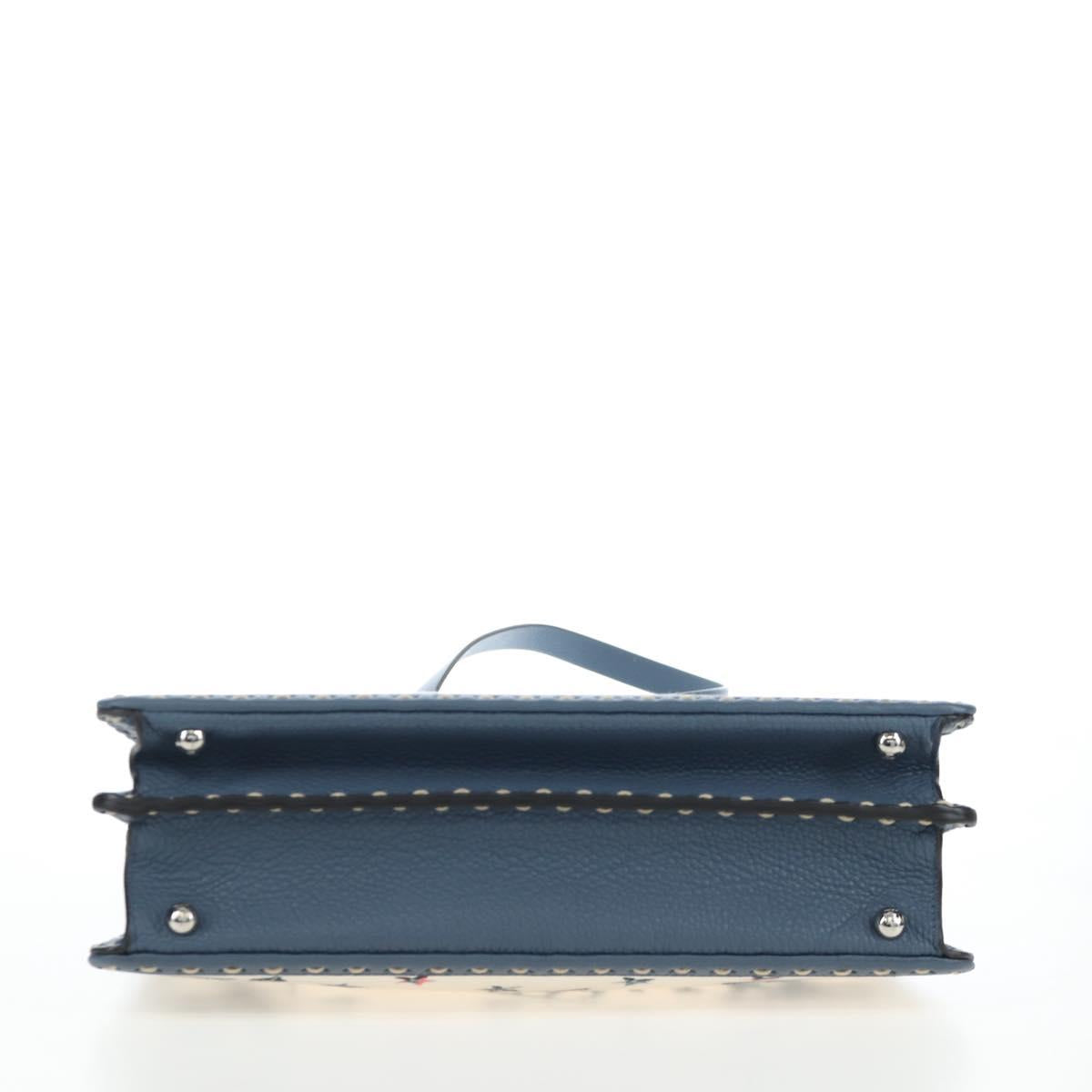 FENDI Selleria Peek A Boo I See You Bag Canvas 2way Light Blue Auth LN207SAM