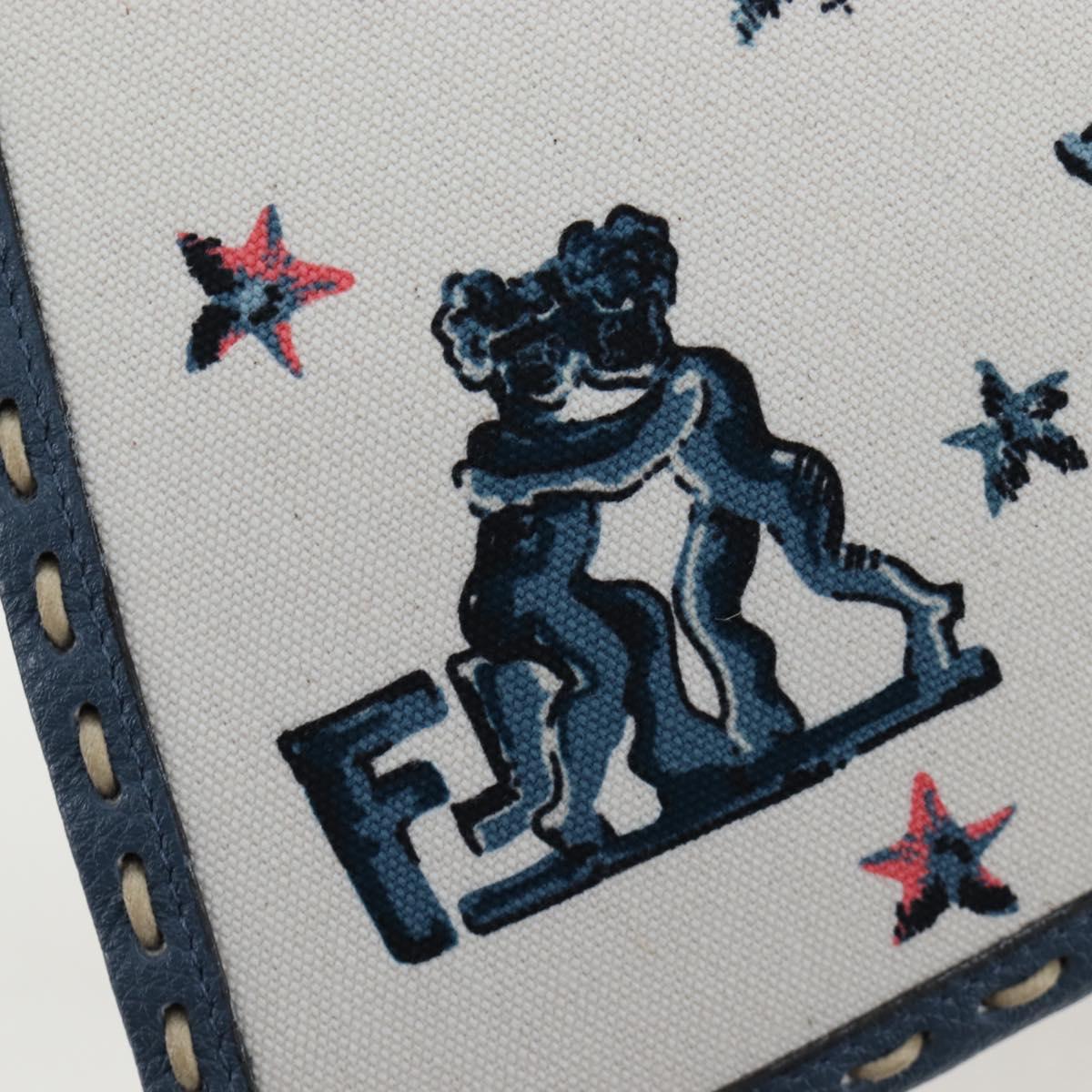 FENDI Selleria Peek A Boo I See You Bag Canvas 2way Light Blue Auth LN207SAM