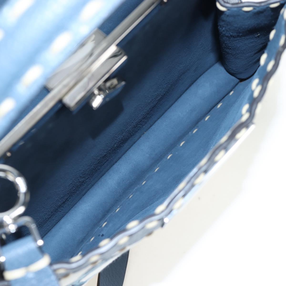 FENDI Selleria Peek A Boo I See You Bag Canvas 2way Light Blue Auth LN207SAM