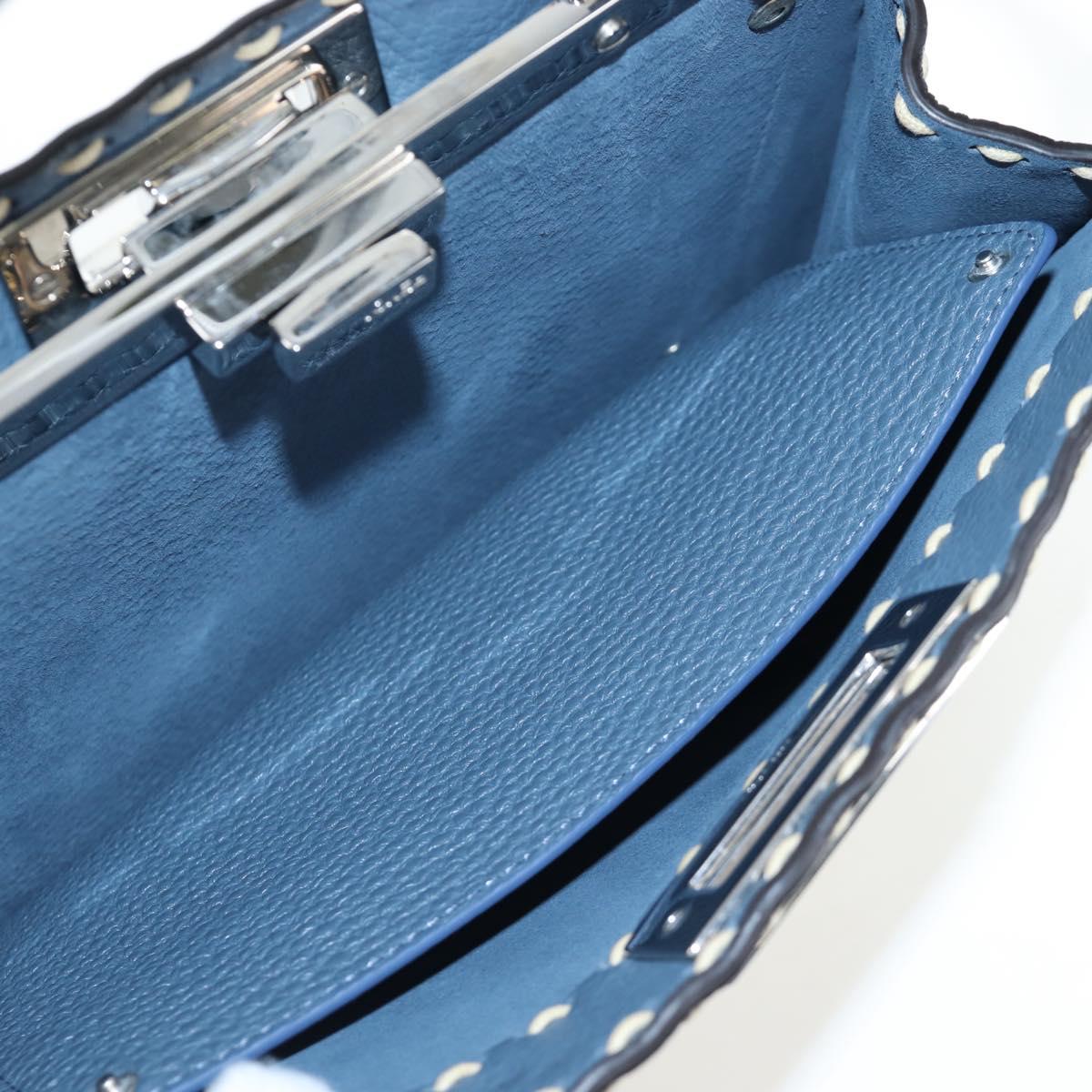 FENDI Selleria Peek A Boo I See You Bag Canvas 2way Light Blue Auth LN207SAM