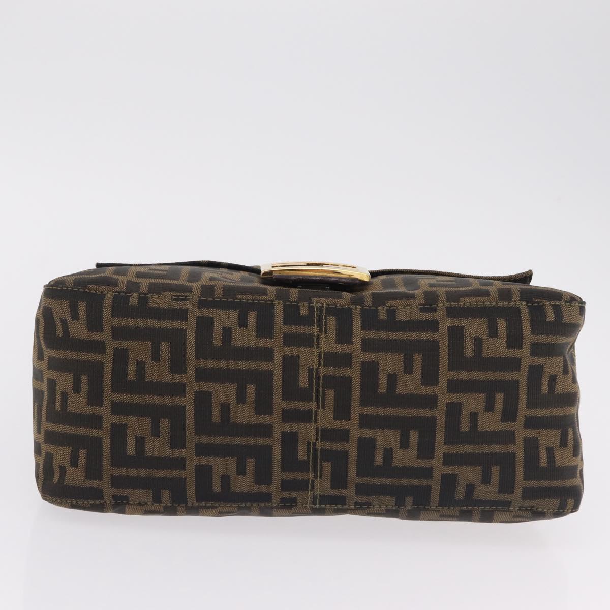 FENDI Zucca Canvas Mamma Baguette Shoulder Bag Black Brown Auth LN208V