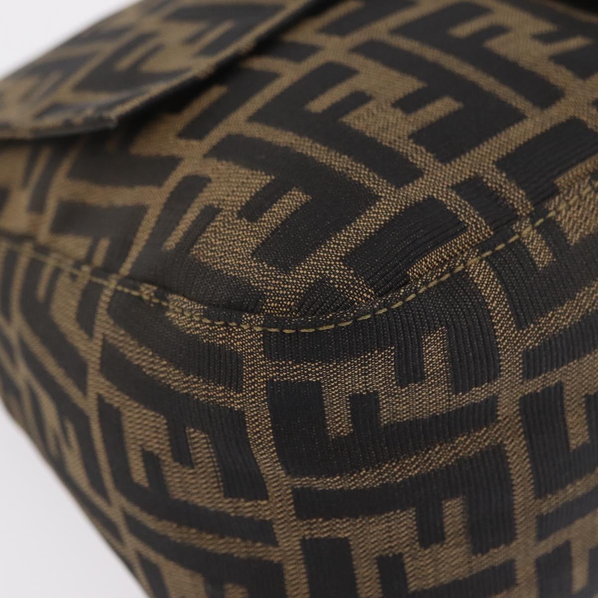 FENDI Zucca Canvas Mamma Baguette Shoulder Bag Black Brown Auth LN208V