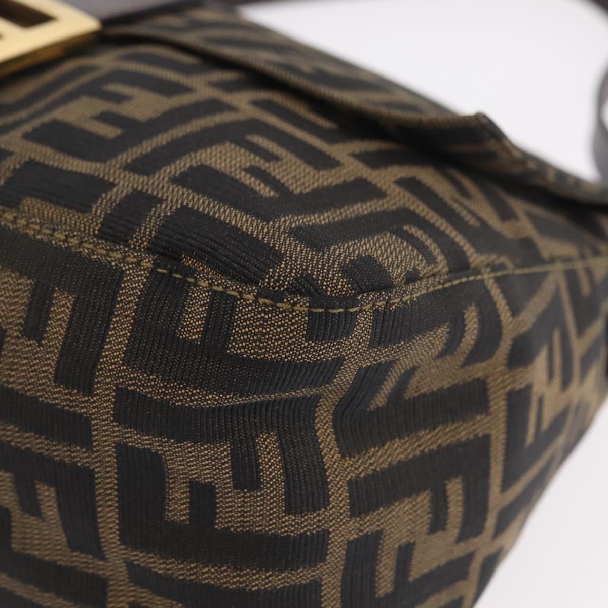 FENDI Zucca Canvas Mamma Baguette Shoulder Bag Black Brown Auth LN208V