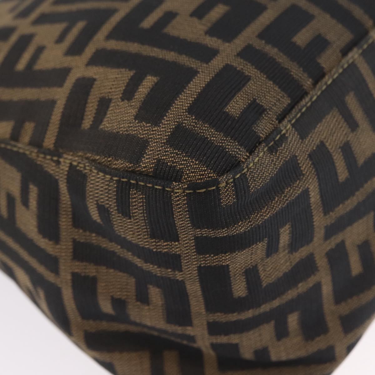 FENDI Zucca Canvas Mamma Baguette Shoulder Bag Black Brown Auth LN208V