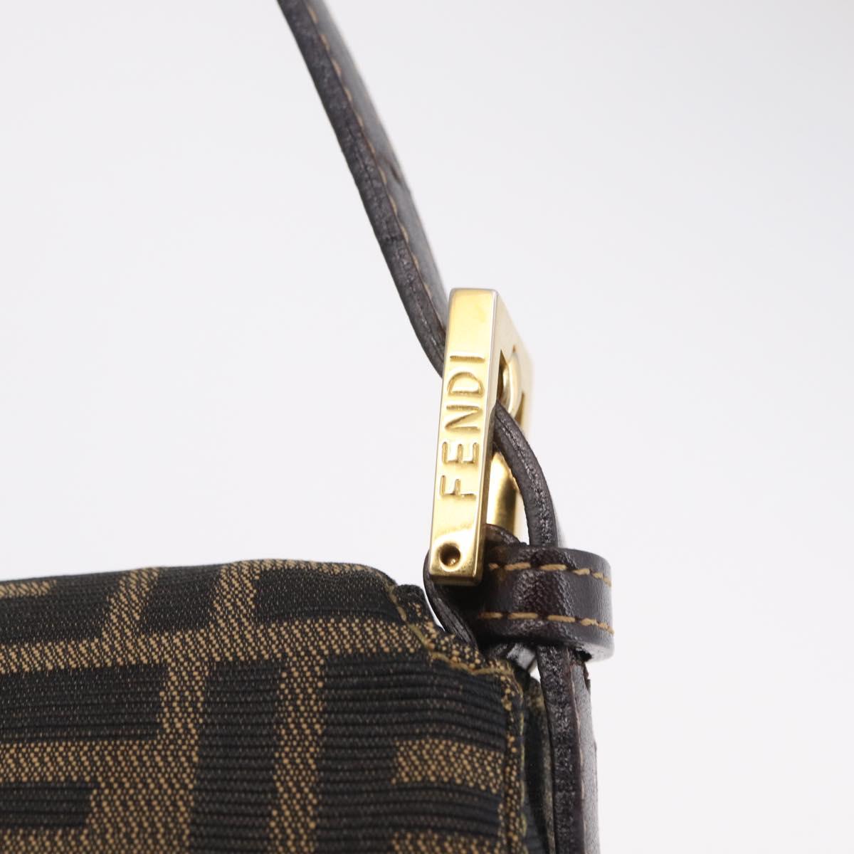FENDI Zucca Canvas Mamma Baguette Shoulder Bag Black Brown Auth LN208V