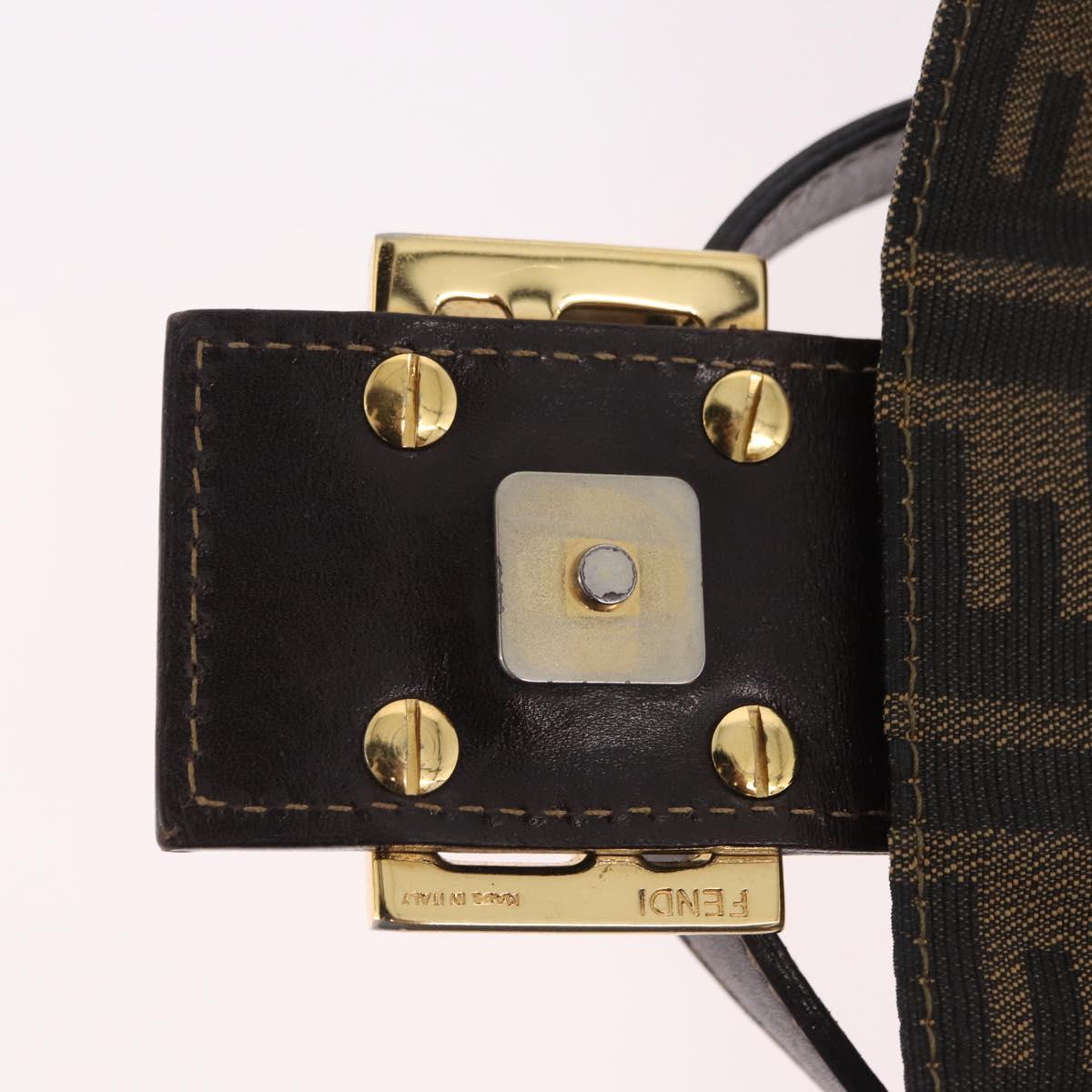 FENDI Zucca Canvas Mamma Baguette Shoulder Bag Black Brown Auth LN208V