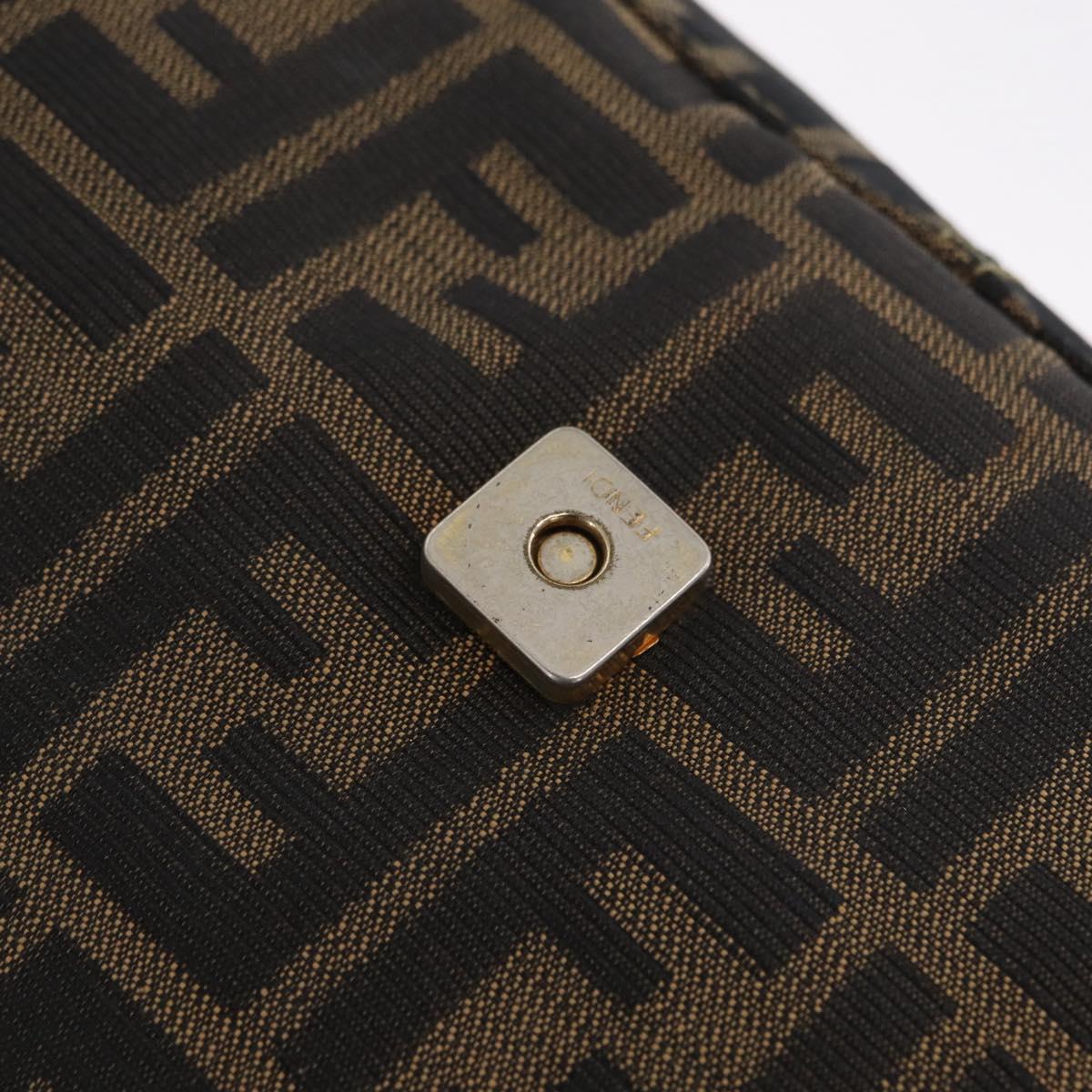 FENDI Zucca Canvas Mamma Baguette Shoulder Bag Black Brown Auth LN208V