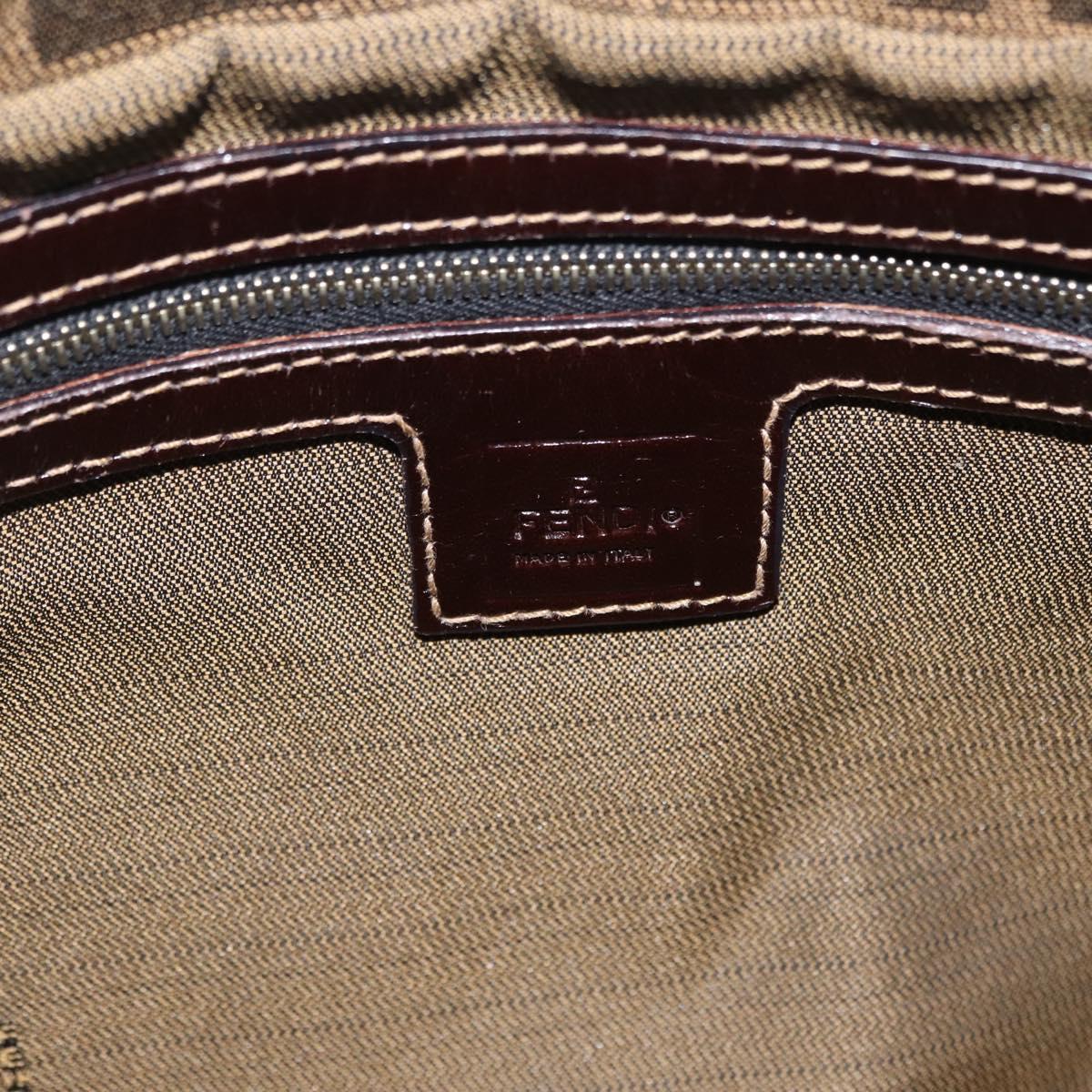 FENDI Zucca Canvas Mamma Baguette Shoulder Bag Black Brown Auth LN208V