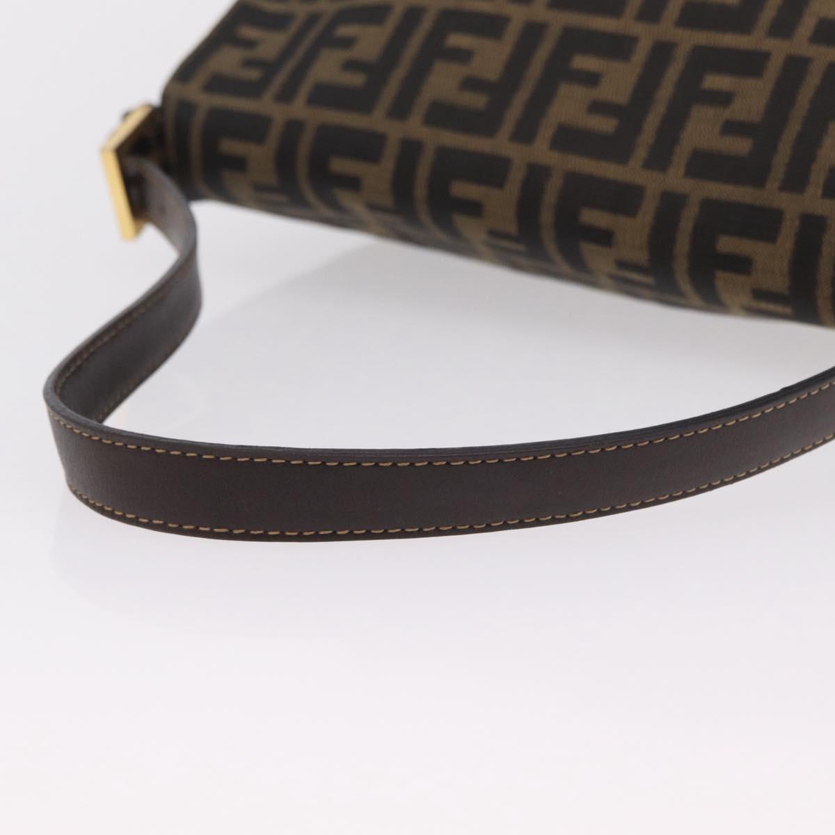 FENDI Zucca Canvas Mamma Baguette Shoulder Bag Black Brown Auth LN208V