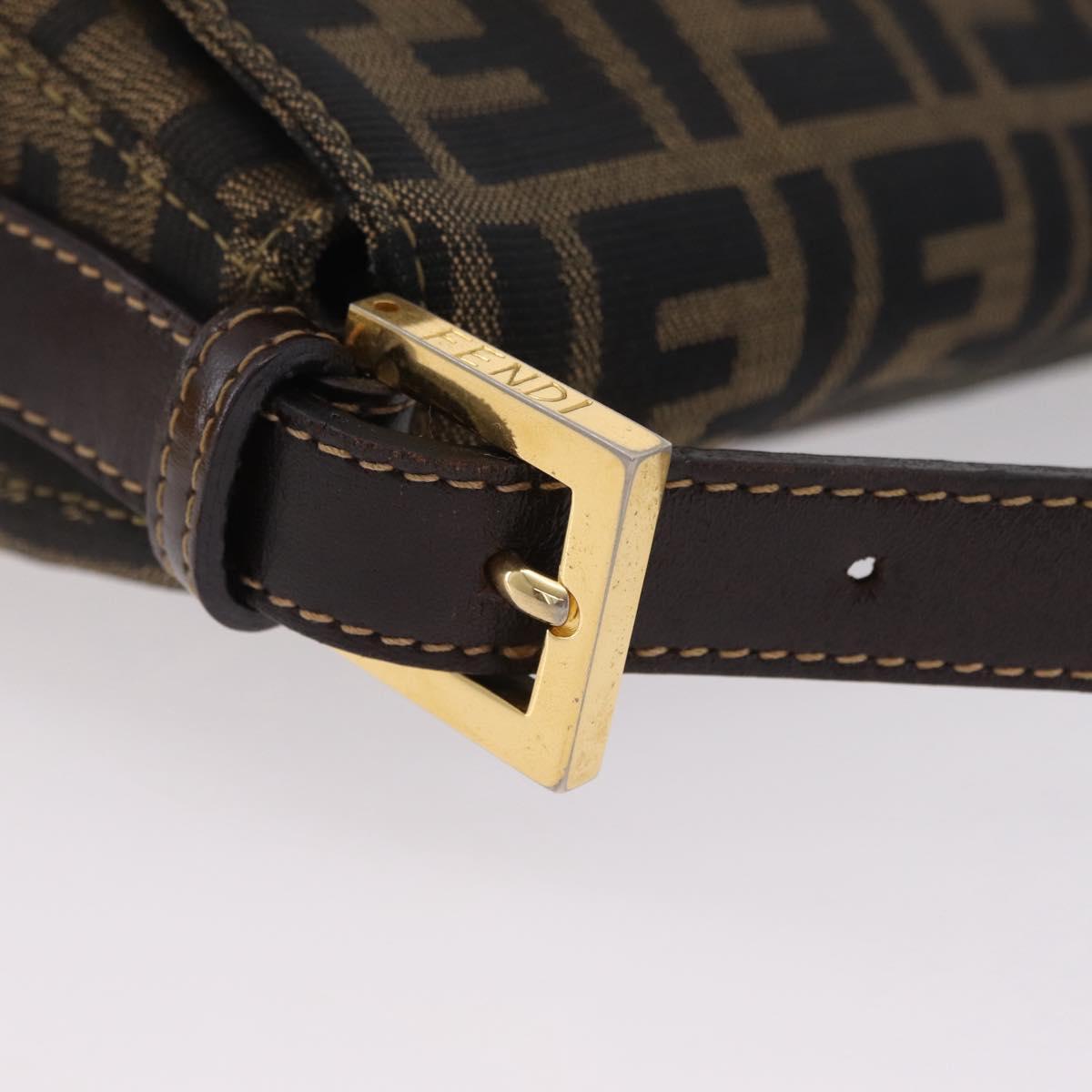 FENDI Zucca Canvas Mamma Baguette Shoulder Bag Black Brown Auth LN208V