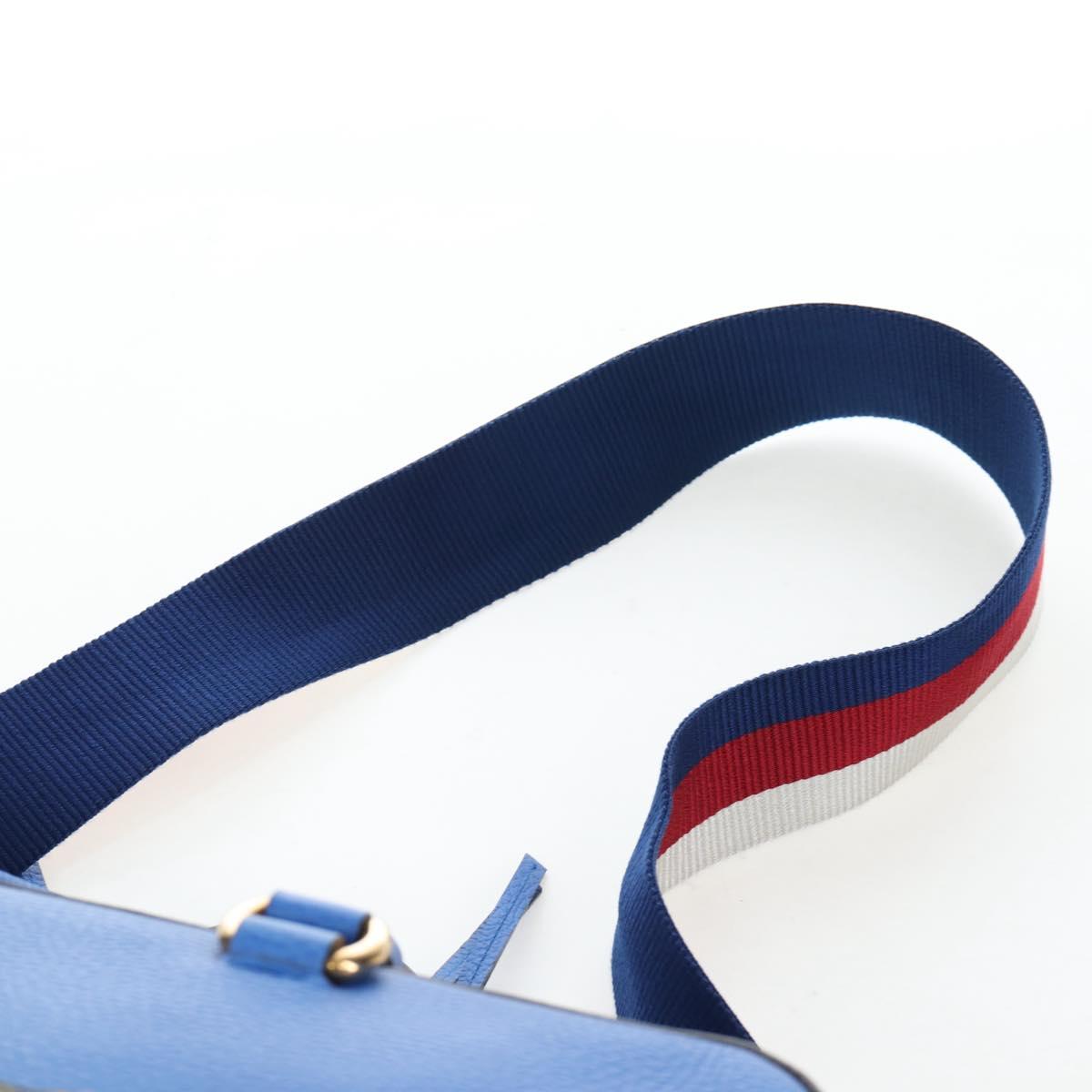 GUCCI Hand Bag Leather 2way Blue Gold Auth LN209SAM