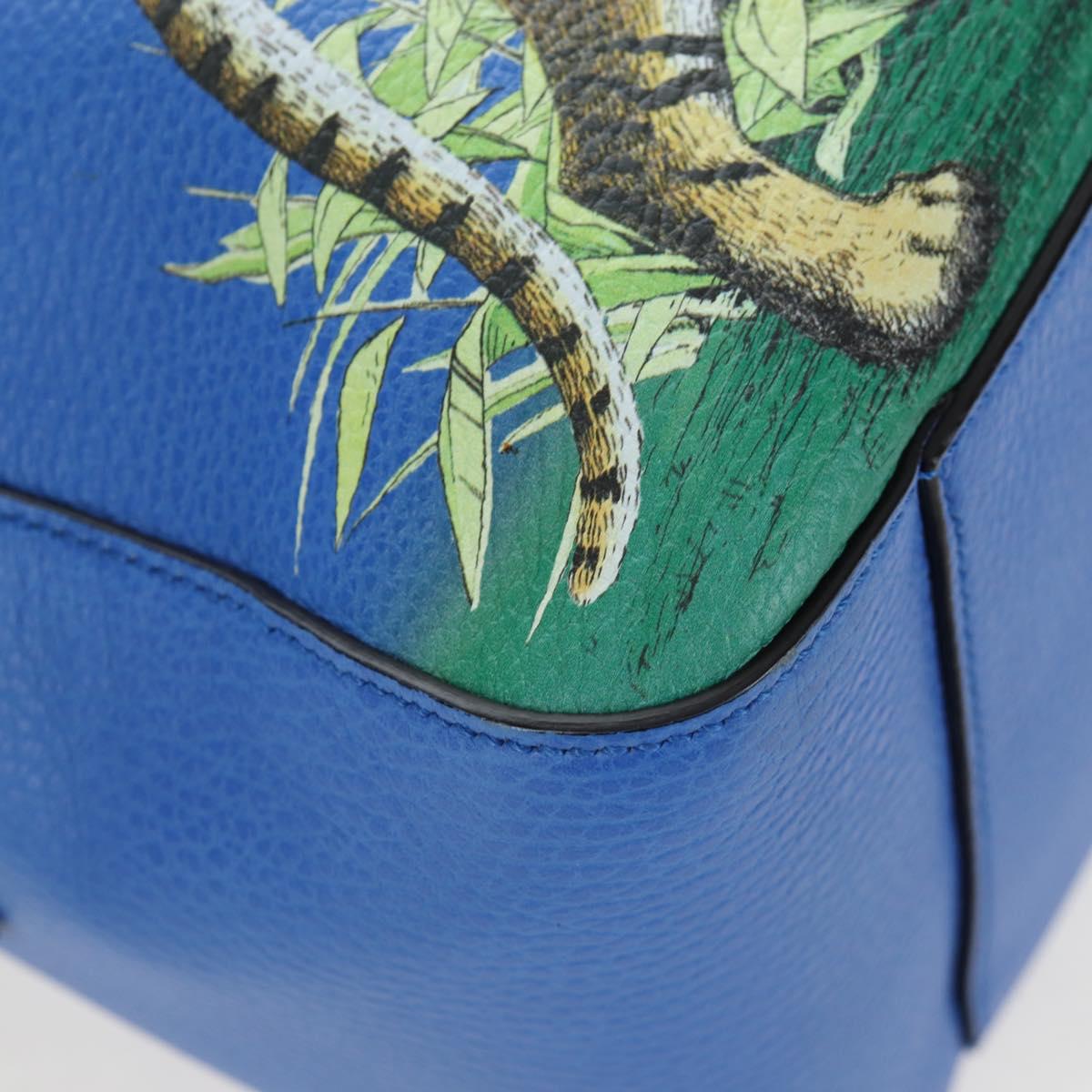 GUCCI Hand Bag Leather 2way Blue Gold Auth LN209SAM