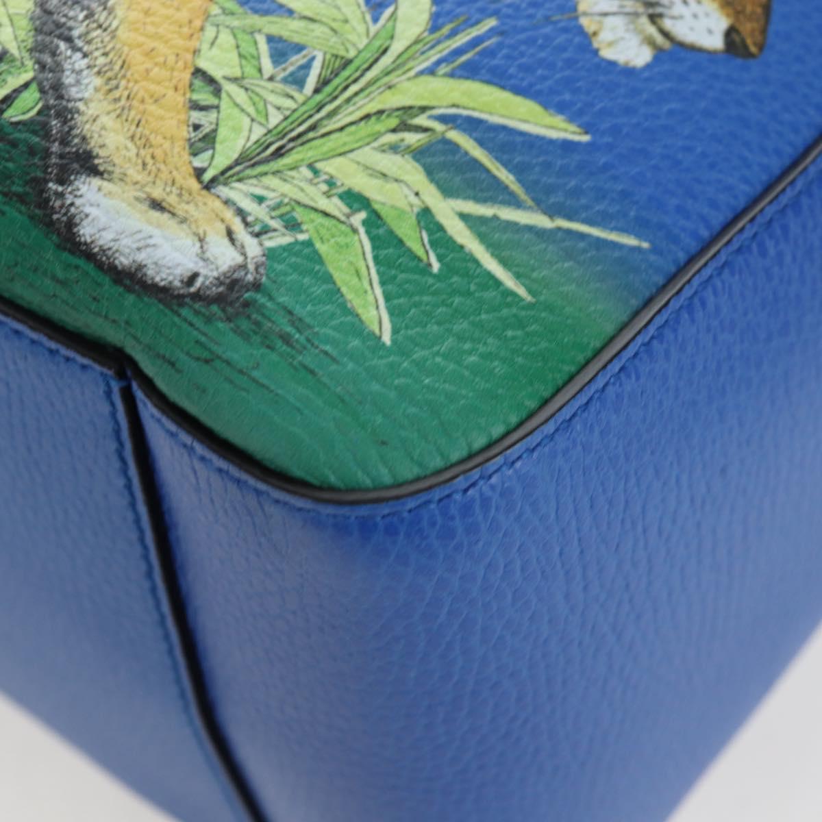 GUCCI Hand Bag Leather 2way Blue Gold Auth LN209SAM
