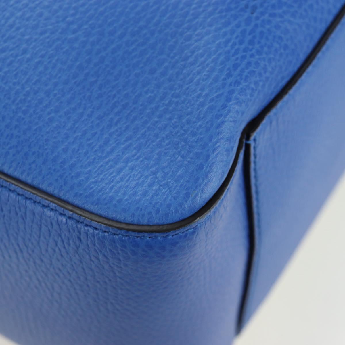GUCCI Hand Bag Leather 2way Blue Gold Auth LN209SAM