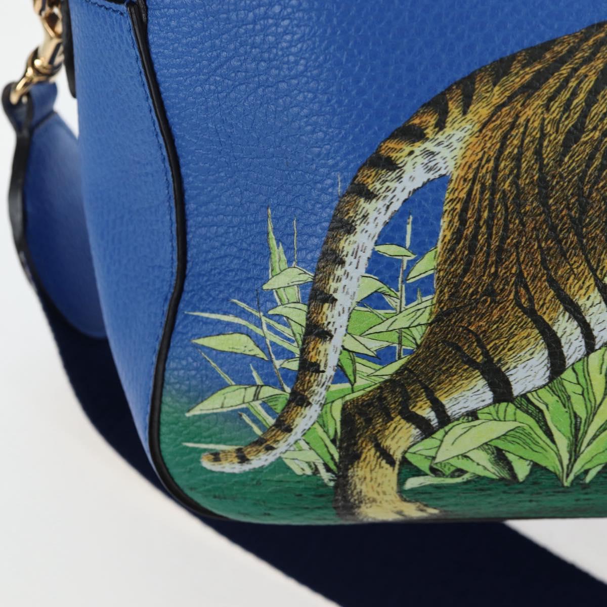 GUCCI Hand Bag Leather 2way Blue Gold Auth LN209SAM