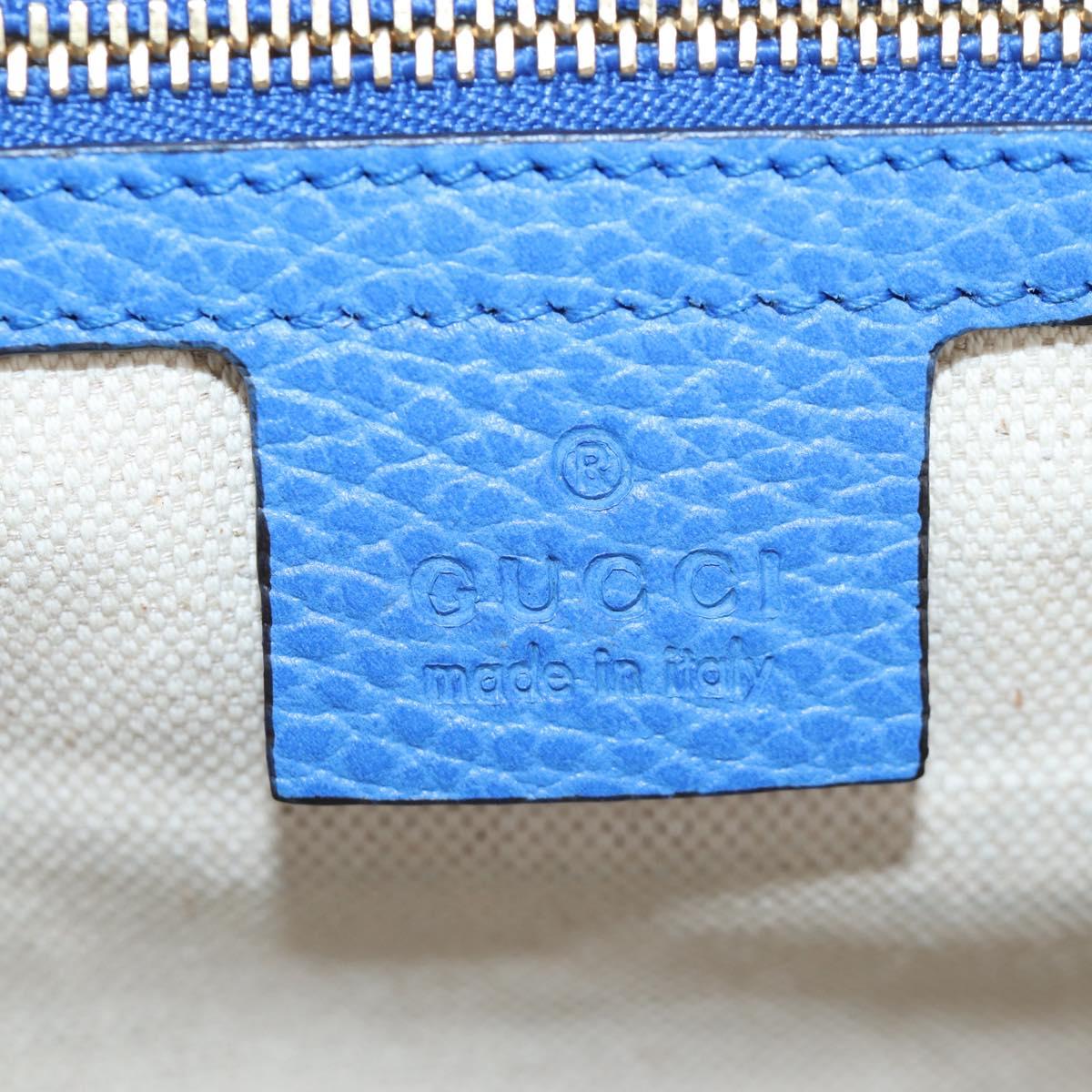 GUCCI Hand Bag Leather 2way Blue Gold Auth LN209SAM
