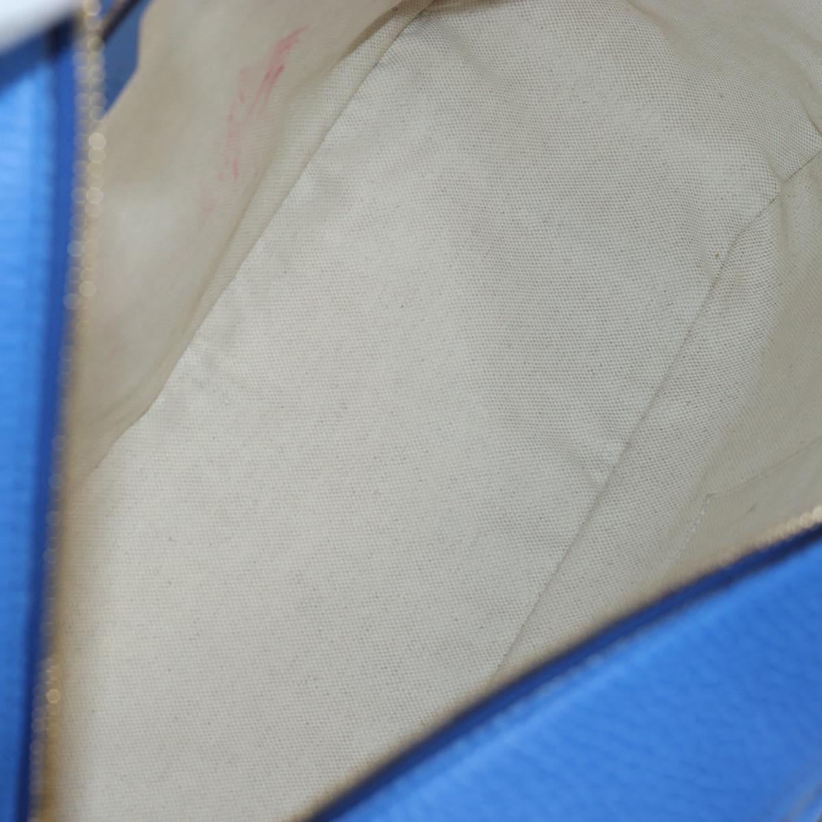 GUCCI Hand Bag Leather 2way Blue Gold Auth LN209SAM