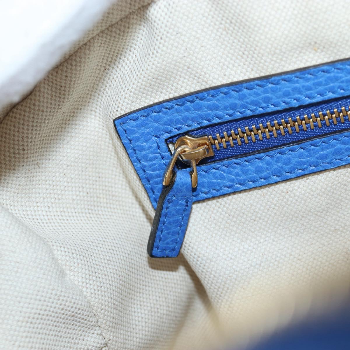GUCCI Hand Bag Leather 2way Blue Gold Auth LN209SAM