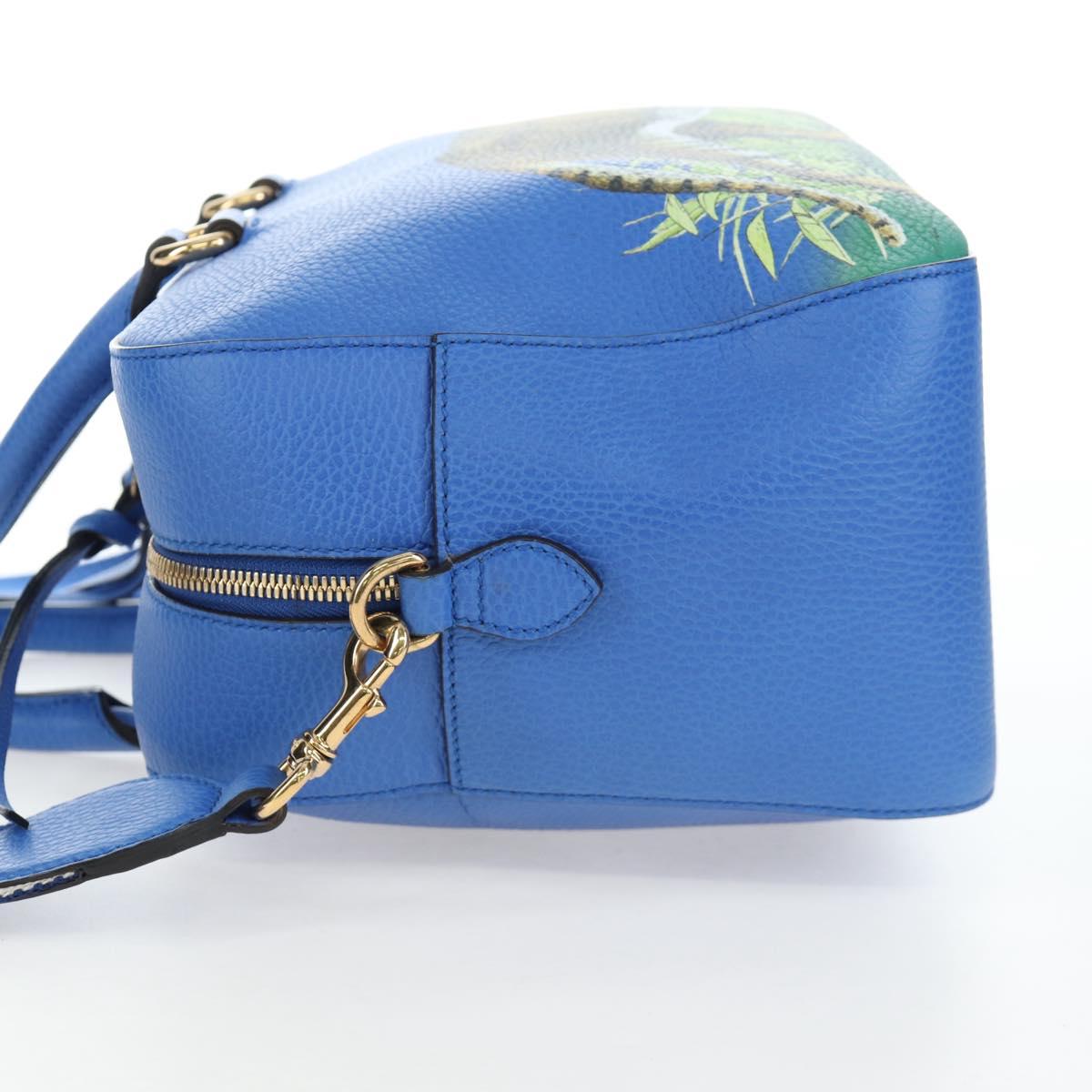 GUCCI Hand Bag Leather 2way Blue Gold Auth LN209SAM