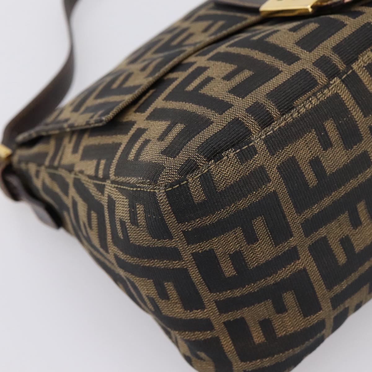 FENDI Zucca Canvas Mamma Baguette Shoulder Bag Brown Black Auth LN210V