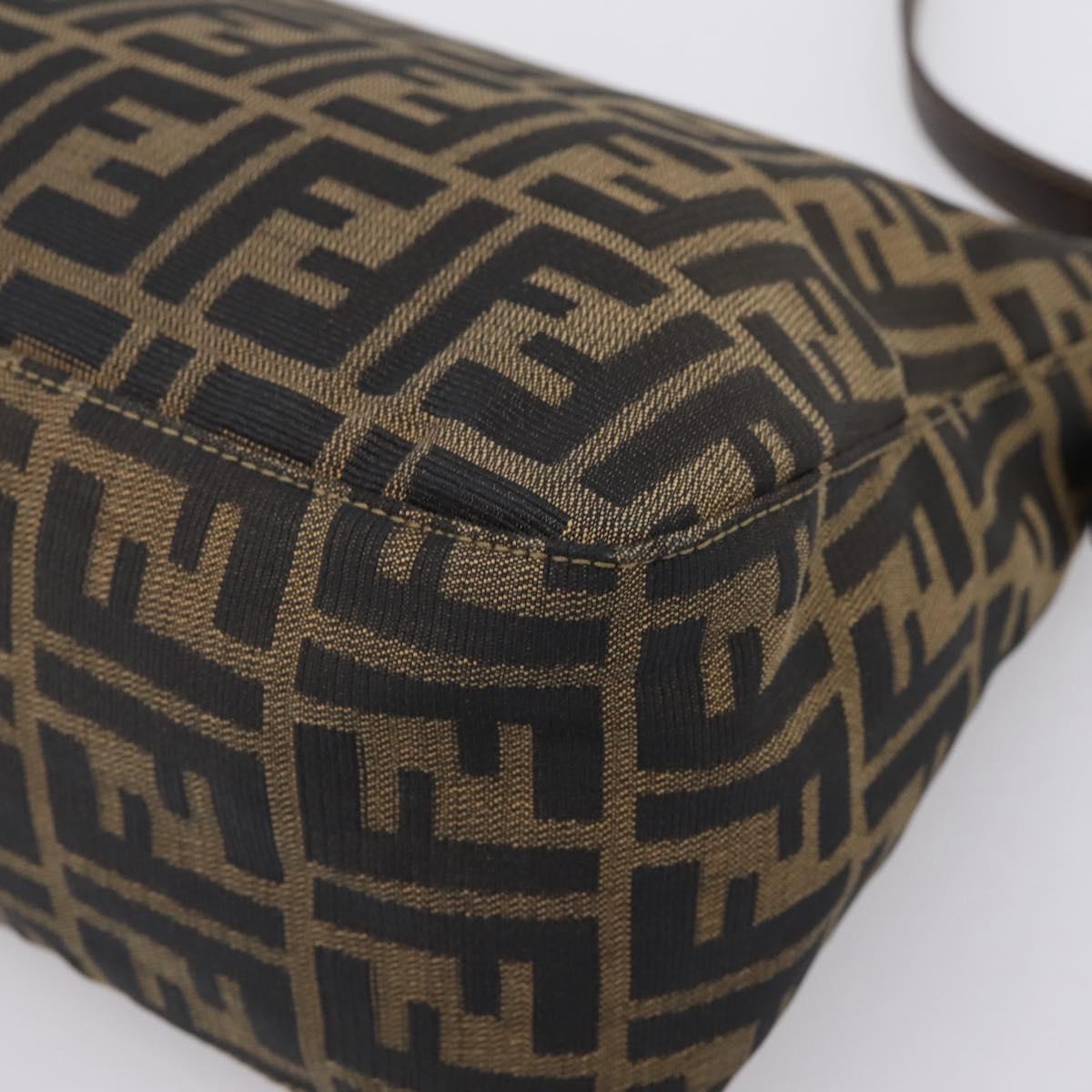 FENDI Zucca Canvas Mamma Baguette Shoulder Bag Brown Black Auth LN210V