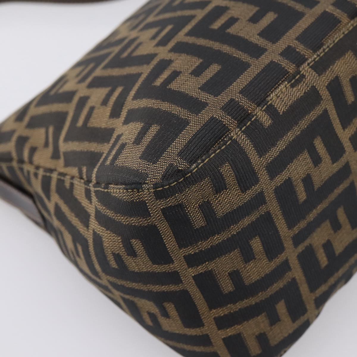 FENDI Zucca Canvas Mamma Baguette Shoulder Bag Brown Black Auth LN210V