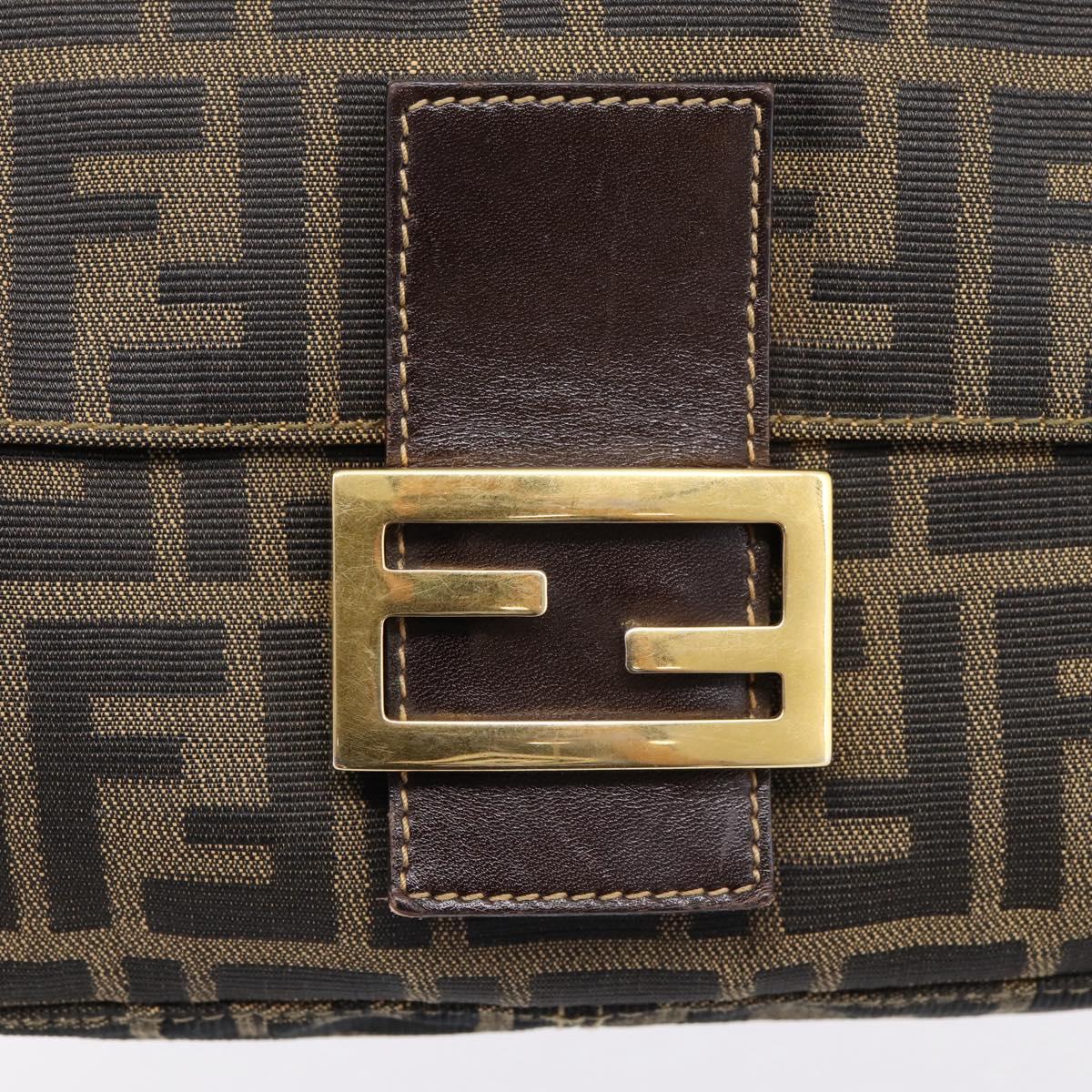 FENDI Zucca Canvas Mamma Baguette Shoulder Bag Brown Black Auth LN210V