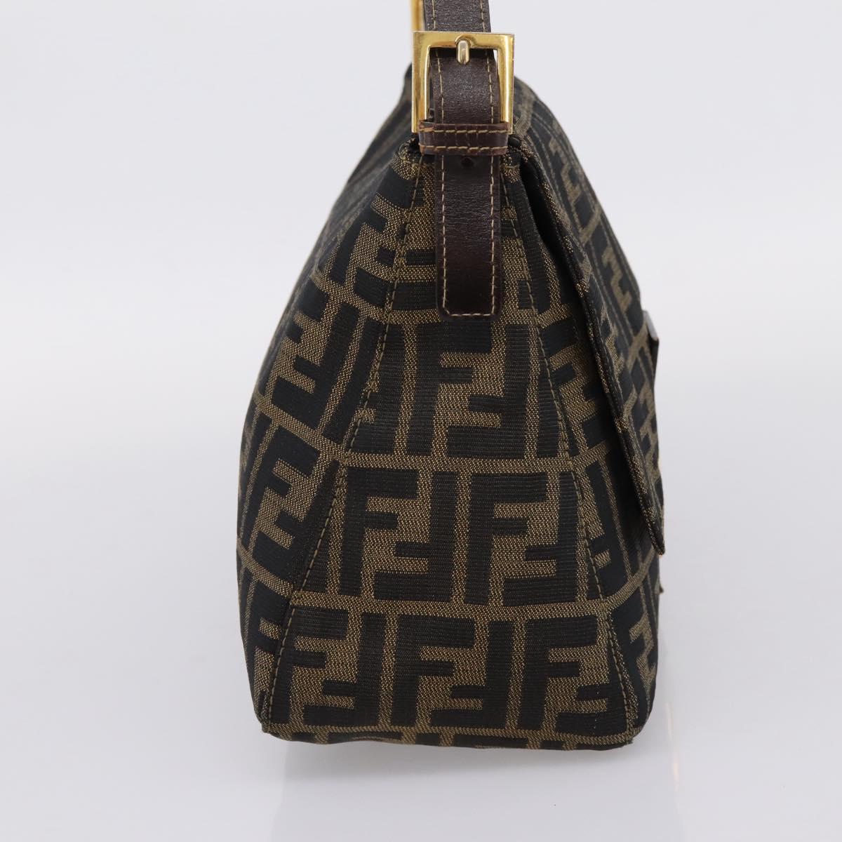 FENDI Zucca Canvas Mamma Baguette Shoulder Bag Brown Black Auth LN210V
