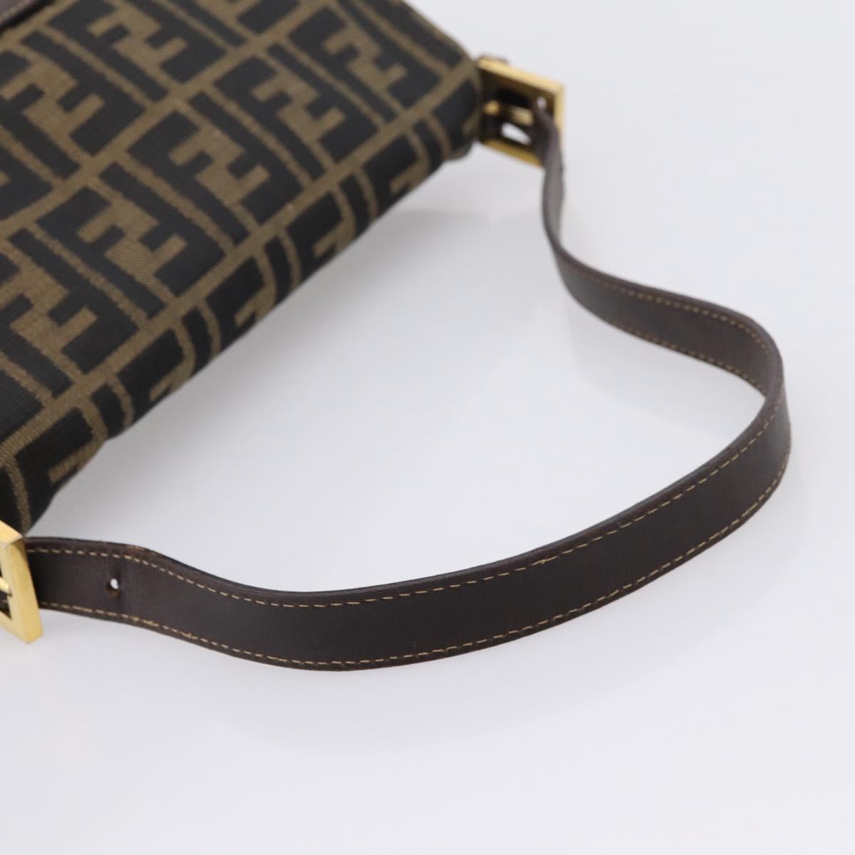 FENDI Zucca Canvas Mamma Baguette Shoulder Bag Brown Black Auth LN210V