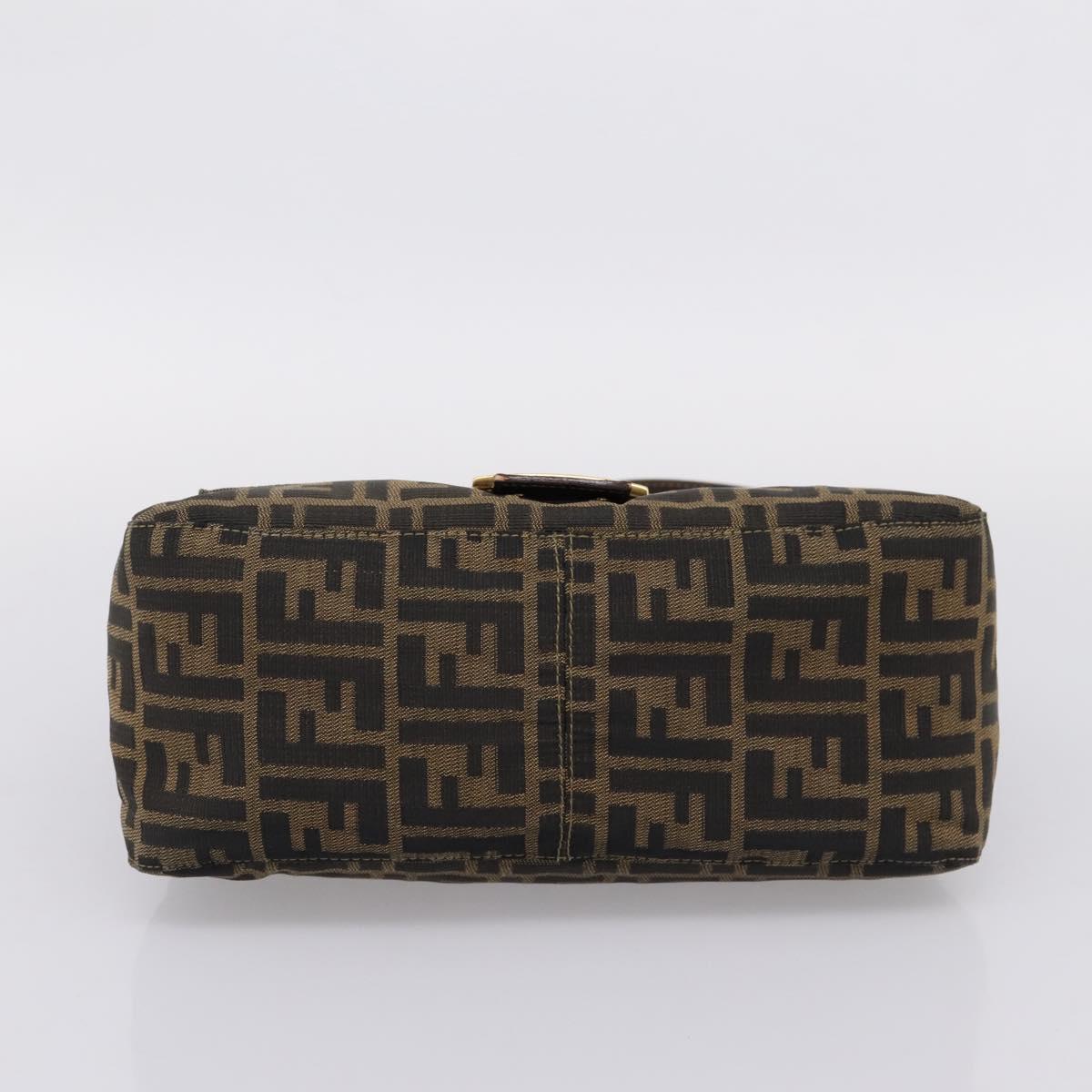 FENDI Zucca Canvas Mamma Baguette Shoulder Bag Brown Black Auth LN210V