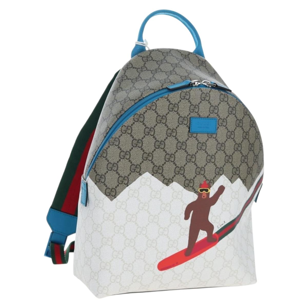 GUCCI GG Supreme Children's Backpack PVC Beige Silver 851222 Auth LN211M