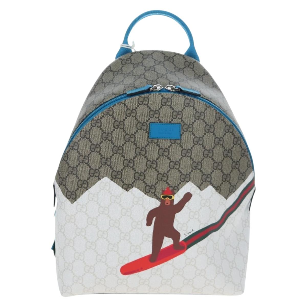GUCCI GG Supreme Children's Backpack PVC Beige Silver 851222 Auth LN211M