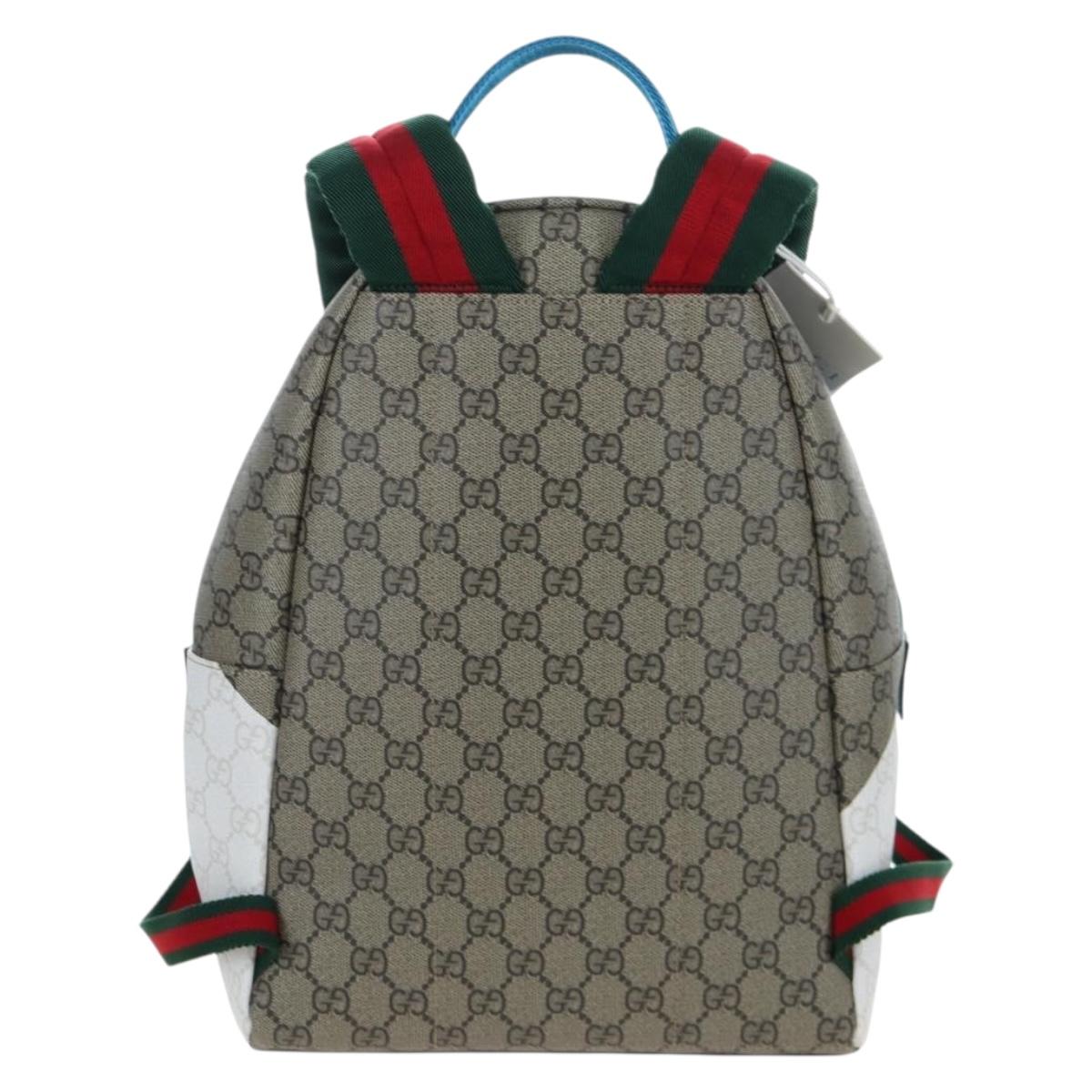 GUCCI GG Supreme Children's Backpack PVC Beige Silver 851222 Auth LN211M