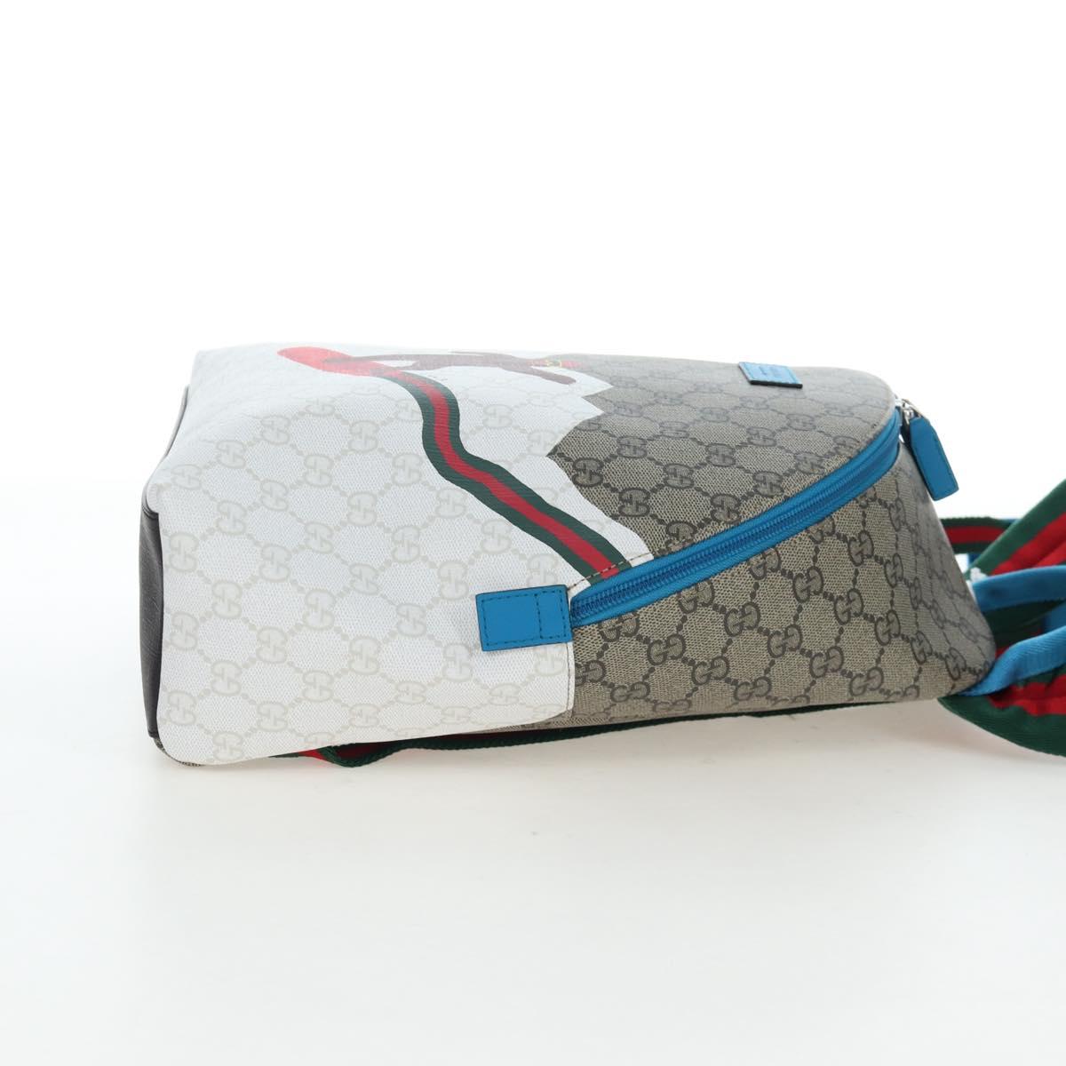 GUCCI GG Supreme Children's Backpack PVC Beige Silver 851222 Auth LN211M