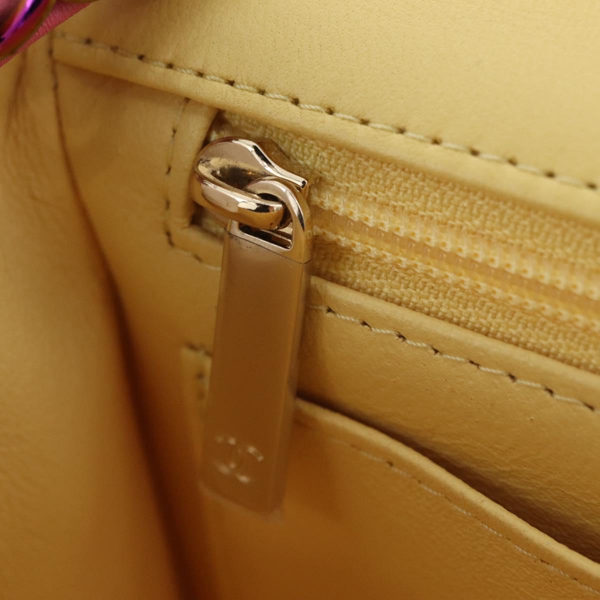 CHANEL Mini Matelasse 20 Chain Shoulder Bag Lamb Skin Pink Gold CC Auth LN219SAM