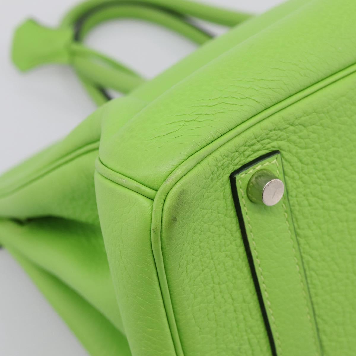 HERMES Birkin 35 Hand Bag Taurillon Leather Green Silver Auth LN220SM