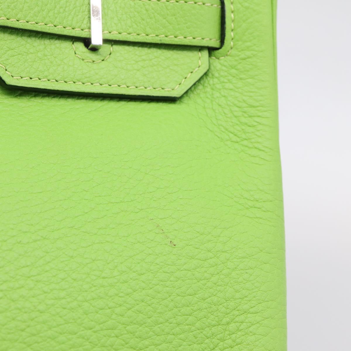HERMES Birkin 35 Hand Bag Taurillon Leather Green Silver Auth LN220SM
