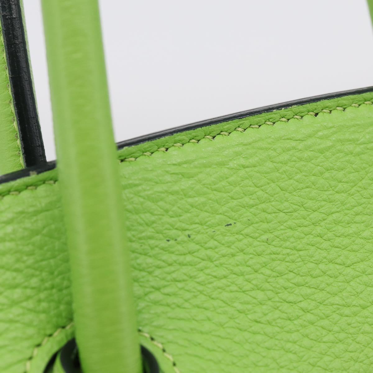 HERMES Birkin 35 Hand Bag Taurillon Leather Green Silver Auth LN220SM