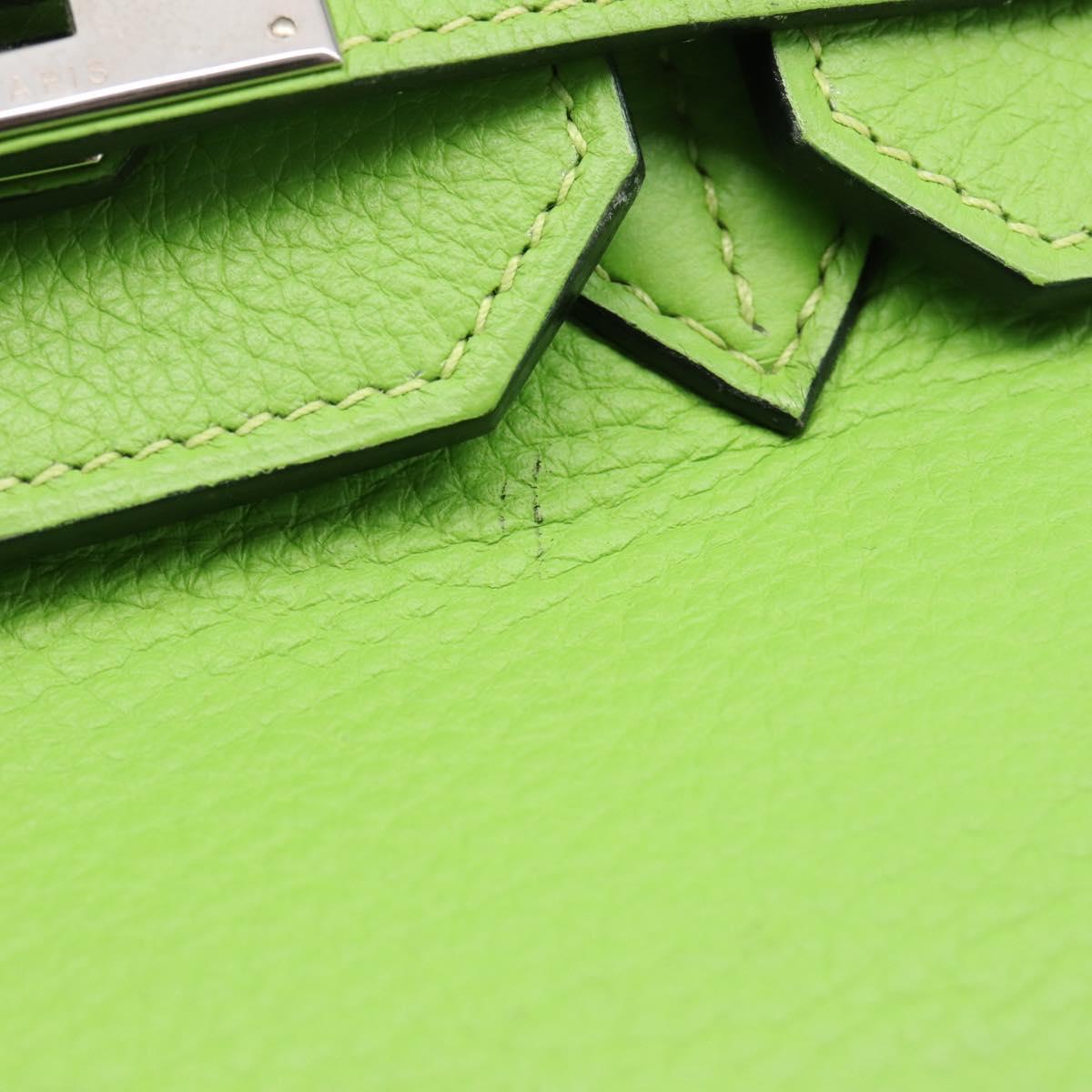 HERMES Birkin 35 Hand Bag Taurillon Leather Green Silver Auth LN220SM