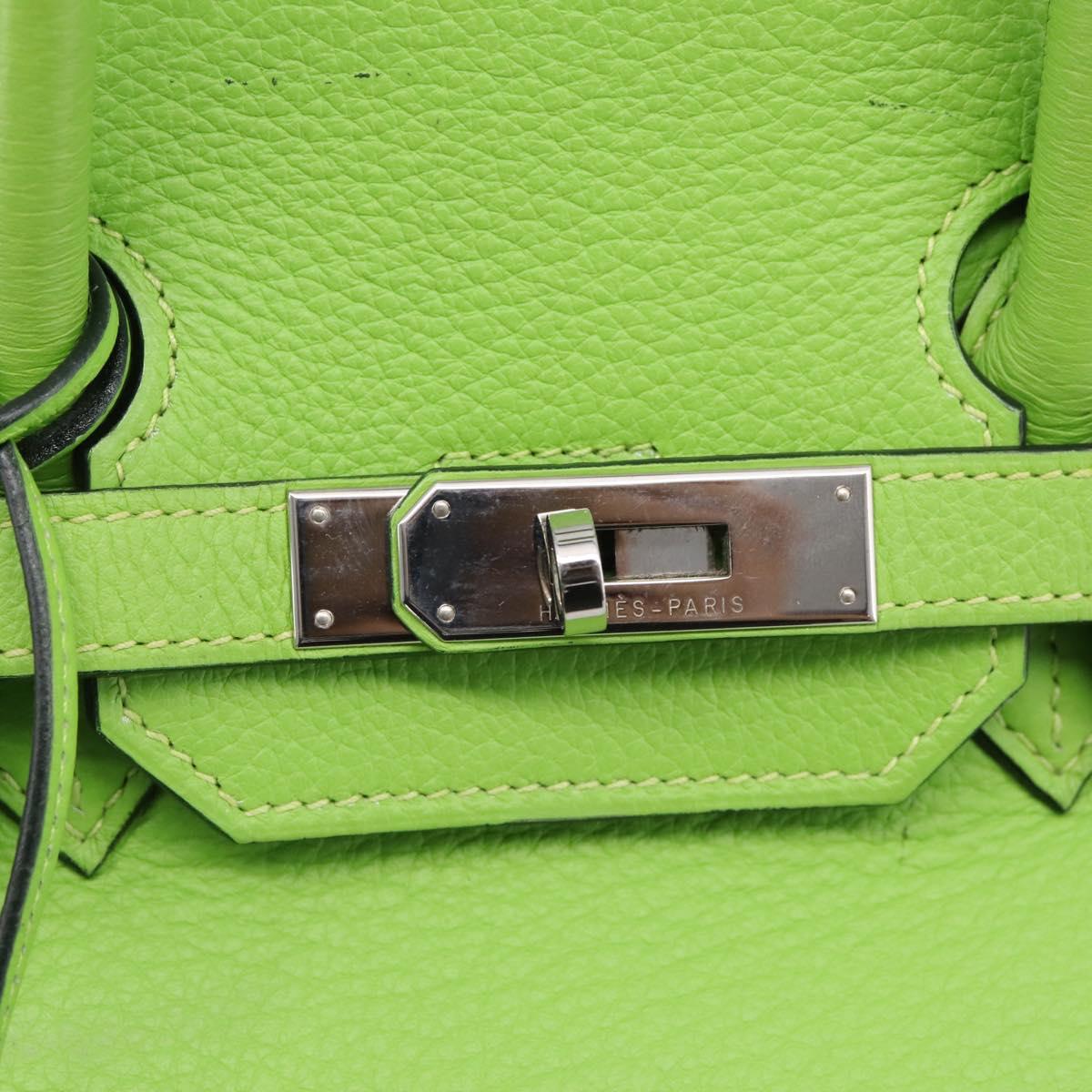 HERMES Birkin 35 Hand Bag Taurillon Leather Green Silver Auth LN220SM