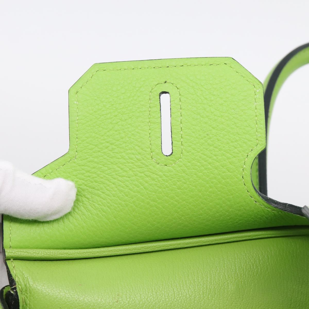 HERMES Birkin 35 Hand Bag Taurillon Leather Green Silver Auth LN220SM